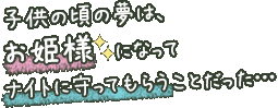 子供の頃の夢は、お姫様になってナイトに守ってもらうことだった…