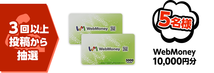 ３回以上投稿から抽選 5名様 WebMoney 10,000円分