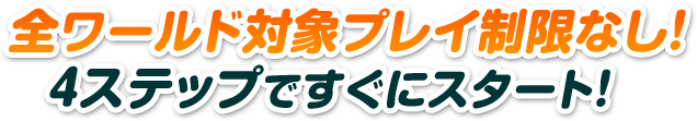 全ワールド対象プレイ制限なし！4ステップですぐにスタート！