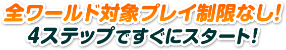 全ワールド対象プレイ制限なし！4ステップですぐにスタート！