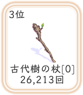 3位：古代樹の杖[0]、26,213回