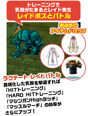 トレーニングで乳酸がたまるとレイド発生レイドボスとバトル