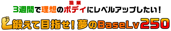 3週間で理想のボディにレベルアップしたい！鍛えて目指せ！夢のBaseLv250