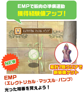 EMPで筋肉の準備運動 獲得経験値アップ！