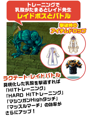 トレーニングで乳酸がたまるとレイド発生レイドボスとバトル