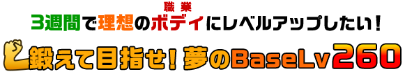 3週間で理想のボディ（職業）にレベルアップしたい！鍛えて目指せ！夢のBaseLv260