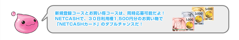 �V�K�o�^�R�[�X�Ƃ��������R�[�X�́A��������\����I
NETCASH�ŁA30�����p��1,500�~���̂��������ŁuNETCASH�J�[�h�v�̃_�u���`�����X���I