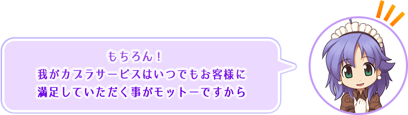 もちろん！　我がカプラサービスはいつでもお客様に満足していただく事がモットーですから